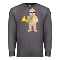 Charcoal Heather funny sloth wearing sunglasses playing french horn Premium Sweatshirt - linhVisuals