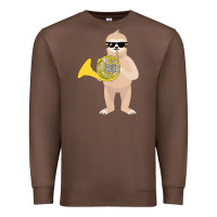 Funny Sloth Wearing Sunglasses Playing French Horn Premium Sweatshirt | Teevron