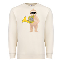 Sandshell funny sloth wearing sunglasses playing french horn Premium Sweatshirt - linhVisuals