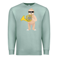 Seafoam funny sloth wearing sunglasses playing french horn Premium Sweatshirt - linhVisuals