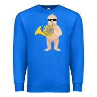 True Royal funny sloth wearing sunglasses playing french horn Premium Sweatshirt - linhVisuals