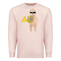 Pale Pink funny sloth wearing sunglasses playing french horn Premium Sweatshirt - linhVisuals