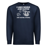 Navy i like dogs and sloths and maybe 3 people funny animals Premium Sweatshirt - linhVisuals