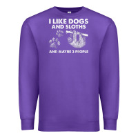 Purple i like dogs and sloths and maybe 3 people funny animals Premium Sweatshirt - linhVisuals