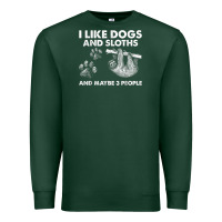 Sports Green i like dogs and sloths and maybe 3 people funny animals Premium Sweatshirt - linhVisuals