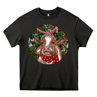 Asphalt Brown Cow Christmas Heavy Core Tee - RanaPortraitStore