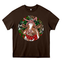 Chocolate Brown Brown Cow Christmas Heavy Core Tee - RanaPortraitStore