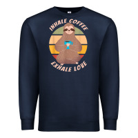 Navy inhale coffee exhale love sloth namaste yoga lover Premium Sweatshirt - linhVisuals