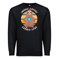 Black inhale coffee exhale love sloth namaste yoga lover Premium Sweatshirt - linhVisuals