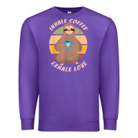 Purple inhale coffee exhale love sloth namaste yoga lover Premium Sweatshirt - linhVisuals