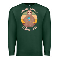Sports Green inhale coffee exhale love sloth namaste yoga lover Premium Sweatshirt - linhVisuals