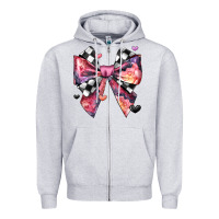 Heather Grey coquette bow floral checkered pattern Zipper Hoodie - JahusDesignShop