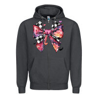 Smoke coquette bow floral checkered pattern Zipper Hoodie - JahusDesignShop