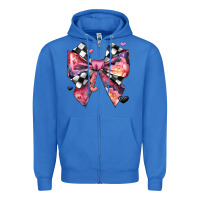 True Royal coquette bow floral checkered pattern Zipper Hoodie - JahusDesignShop