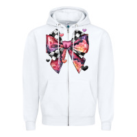 White coquette bow floral checkered pattern Zipper Hoodie - JahusDesignShop