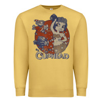Antique Gold cuphead cala maria airplane attack t shirt Premium Sweatshirt - linhVisuals