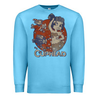 Ocean Blue cuphead cala maria airplane attack t shirt Premium Sweatshirt - linhVisuals