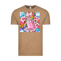 Vintage Coffee unicorn coffe cup and star with rainbow seamless pattern bbs Vintage Tee - BundleAndBundleShop