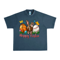 Midnight Navy Happy Easter Sports With Butterfly Urban Heavy Tee - BundleAndBundleShop