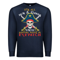 Navy it's all fun & games until someone needs an eyepatch pirate t shirt Premium Sweatshirt - linhVisuals