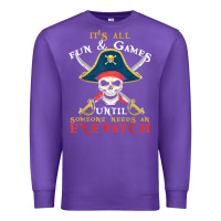 Purple it's all fun & games until someone needs an eyepatch pirate t shirt Premium Sweatshirt - linhVisuals