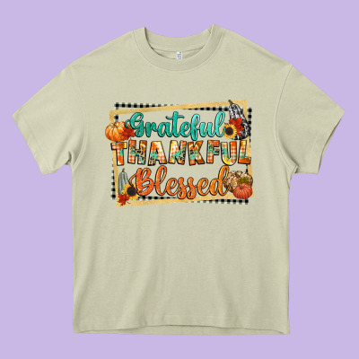 Thankful Grateful Blessed Heavy Core Tee Designed By Cowgirlartshop