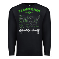 Black national parks adventure lover camping hiking camper fan t shirt Premium Sweatshirt - linhVisuals