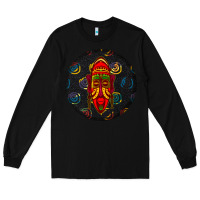 Black african masks round earrings 2 Long Sleeve Tee - BundleAndBundleShop
