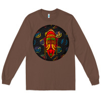 Chestnut african masks round earrings 2 Long Sleeve Tee - BundleAndBundleShop