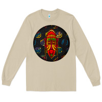 Mushroom african masks round earrings 2 Long Sleeve Tee - BundleAndBundleShop