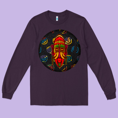 African Masks Round Earrings 2 Long Sleeve Tee Designed By Bundleandbundleshop
