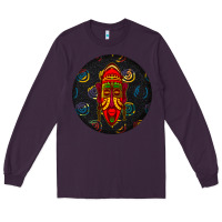 Plum african masks round earrings 2 Long Sleeve Tee - BundleAndBundleShop