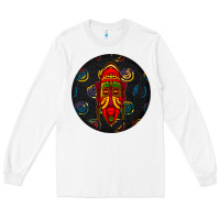 White african masks round earrings 2 Long Sleeve Tee - BundleAndBundleShop