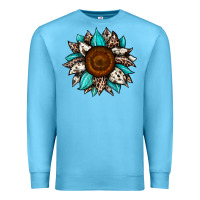 Ocean Blue sunflower cowhide Premium Sweatshirt - JahusDesignShop