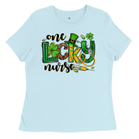 Baby Blue St. Patrick's Day One lucky Nurse Ladies Tee - OliviaCreatesArt