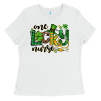 White St. Patrick's Day One lucky Nurse Ladies Tee - OliviaCreatesArt