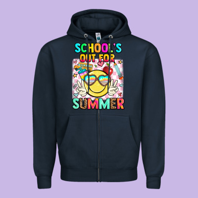 School's Out For Summer Zipper Hoodie Designed By Jahusdesignshop