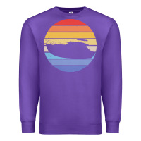 Purple boat t  shirt boat trip silhouette on a distressed retro sunset produc Premium Sweatshirt - linhVisuals