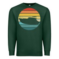 Sports Green boat t  shirt boat trip silhouette on a distressed retro sunset produc Premium Sweatshirt - linhVisuals