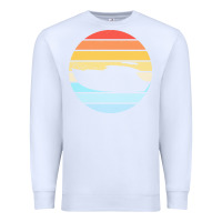 White boat t  shirt boat trip silhouette on a distressed retro sunset produc Premium Sweatshirt - linhVisuals
