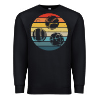 Black bocce ball t  shirt bocce ball silhouette on a distressed retro sunset Premium Sweatshirt - linhVisuals