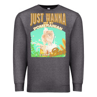 Charcoal Heather pommeranian t  shirt dog owner, just wanna pet my pommeranian & drink Premium Sweatshirt - linhVisuals