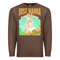 Chestnut pommeranian t  shirt dog owner, just wanna pet my pommeranian & drink Premium Sweatshirt - linhVisuals