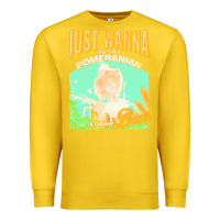 Lemon pommeranian t  shirt dog owner, just wanna pet my pommeranian & drink Premium Sweatshirt - linhVisuals