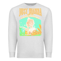 Oatmeal Heather pommeranian t  shirt dog owner, just wanna pet my pommeranian & drink Premium Sweatshirt - linhVisuals