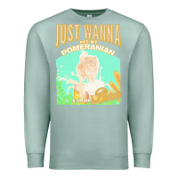 Seafoam pommeranian t  shirt dog owner, just wanna pet my pommeranian & drink Premium Sweatshirt - linhVisuals
