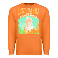 Carrot pommeranian t  shirt dog owner, just wanna pet my pommeranian & drink Premium Sweatshirt - linhVisuals