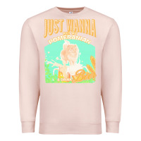 Pale Pink pommeranian t  shirt dog owner, just wanna pet my pommeranian & drink Premium Sweatshirt - linhVisuals