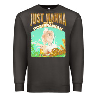 Smoke pommeranian t  shirt dog owner, just wanna pet my pommeranian & drink Premium Sweatshirt - linhVisuals