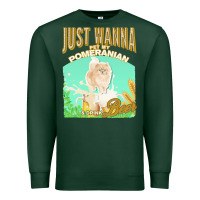 Sports Green pommeranian t  shirt dog owner, just wanna pet my pommeranian & drink Premium Sweatshirt - linhVisuals